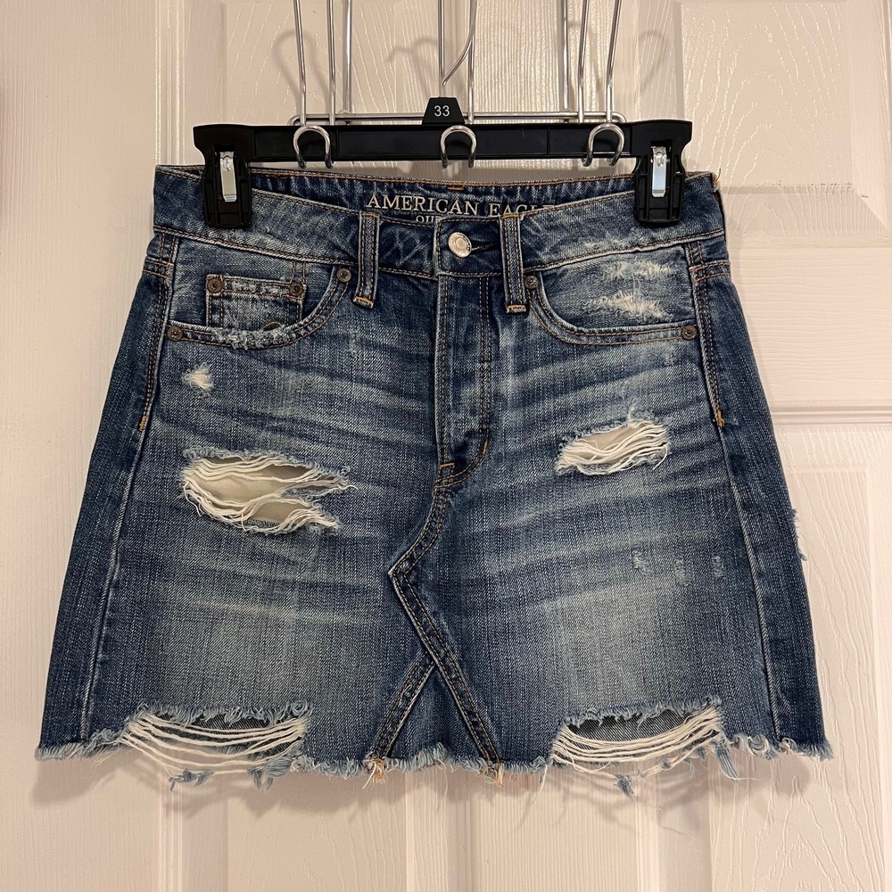 American Eagle Outfitters Distressed‎ Denim Mini Skirt
